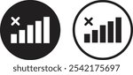 No signal icon set in two styles . Poor signal strength icon . No signal notification icon vector