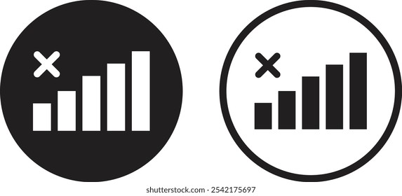 Nenhum ícone de sinal definido em dois estilos . Ícone de baixa intensidade do sinal. Vetor de ícone sem notificação de sinal