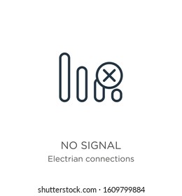 No signal icon. Thin linear no signal outline icon isolated on white background from electrian connections collection. Line vector sign, symbol for web and mobile