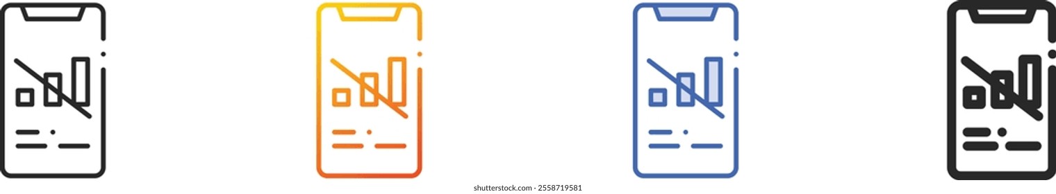 no signal icon.Thin Linear, Gradient, Blue Stroke and bold Style Design Isolated On White Background