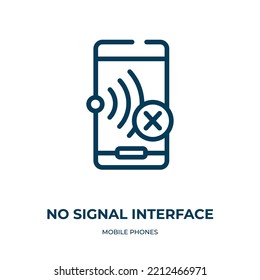 No Signal Interface Symbol Icon. Linear Vector Illustration From Mobile Phones Collection. Outline No Signal Interface Symbol Icon Vector. Thin Line Symbol For Use On Web And Mobile Apps, Logo, Print 