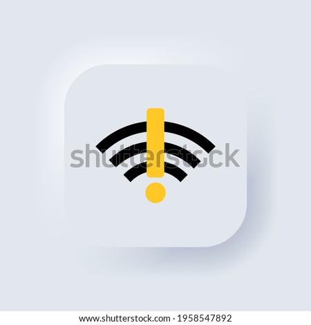 No signal internet. No Wifi sign. No connection. No network. Neumorphic UI UX white user interface web button. Neumorphism. Vector EPS 10.