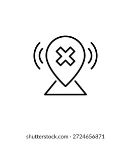 No Signal Location Icon With Problem Symbol And Wave