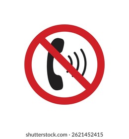 No signal phone sign template. Sign prohibiting the use of telephone, cellphone, isolated, no mobile phone. Vector illustration