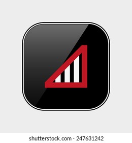 no signal, poor signal strength, signal strength indicator black glossy button, vector