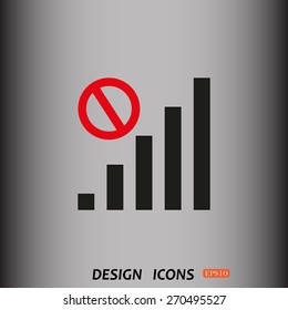 no signal, poor signal strength, signal strength indicator. icon. vector design