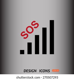 no signal, poor signal strength, signal strength indicator. icon. vector design
