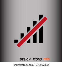 no signal, poor signal strength, signal strength indicator. icon. vector design