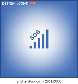 no signal, poor signal strength, signal strength indicator. icon. vector. Flat design style.