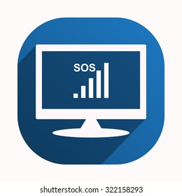 no signal, poor signal strength, signal strength indicator. icon. vector design, blue button for Mobile Applications