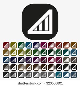 no signal, poor signal strength, signal strength indicator. icon. vector design, set of colored buttons