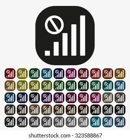 no signal, poor signal strength, signal strength indicator. icon. vector design, set of colored buttons