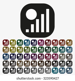 no signal, poor signal strength, signal strength indicator. icon. vector design, set of colored buttons