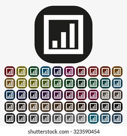no signal, poor signal strength, signal strength indicator. icon. vector design, set of colored buttons