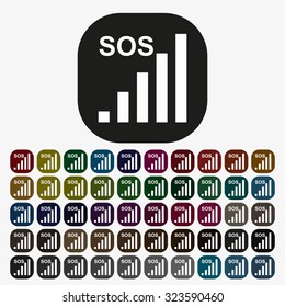 no signal, poor signal strength, signal strength indicator. icon. vector design, set of colored buttons