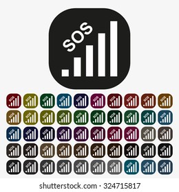 no signal, poor signal strength, signal strength indicator. icon. vector design, set of colored buttons