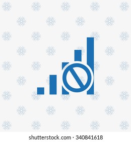 no signal, poor signal strength, signal strength indicator. icon. vector design background with snowflakes