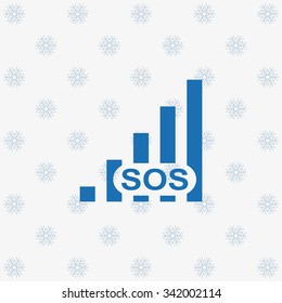 no signal, poor signal strength, signal strength indicator. icon. vector design ground with snowflakes