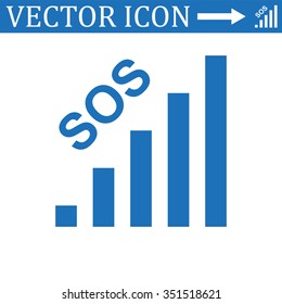 no signal, poor signal strength, signal strength indicator icon, vector illustration. Flat design style