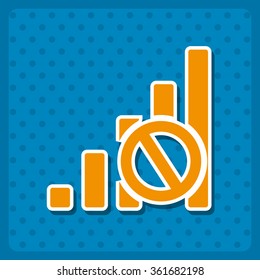 no signal, poor signal strength, signal strength indicator icon, vector illustration. Flat design style