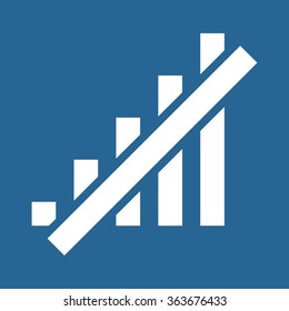 no signal, poor signal strength, signal strength indicator icon, vector illustration. Flat design style