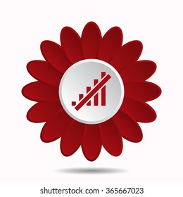 no signal, poor signal strength, signal strength indicator icon, vector illustration. Flat design style