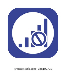 no signal, poor signal strength, signal strength indicator icon, vector illustration. Flat design style