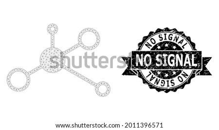 No Signal rubber seal imitation and vector masternode mesh structure. Black stamp seal has No Signal text inside ribbon and rosette. Abstract flat mesh masternode, created from flat mesh. Stock photo © 
