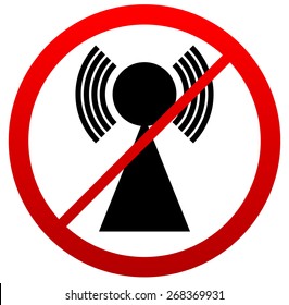 No Signal Sign. Bad antenna, No Internet connection concepts. Jamming, Interference icon