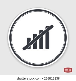 No Signal strength indicators. Flat design style. Made vector illustration. Emblem or label with shadow.