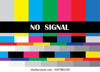 No signal tv icon. Glitch sign. Colored lines. Digital communication. Graphic element. Vector illustration. Stock image.