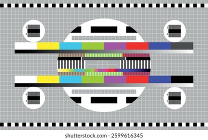 No signal tv screen. Old monitor broadcast reception, retro television test static error glitch bar video effect exhibition program pattern background, classy vector illustration original artwork