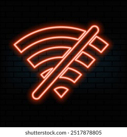 no signal wi fi neon sign, modern glowing, colorful modern design trends on black background. Vector illustration..