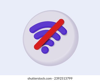 No signal Wi-Fi 3D vector icon symbol Internet network error access not available wireless online communication concept. minimal cartoon style on white background. 3d render illustration