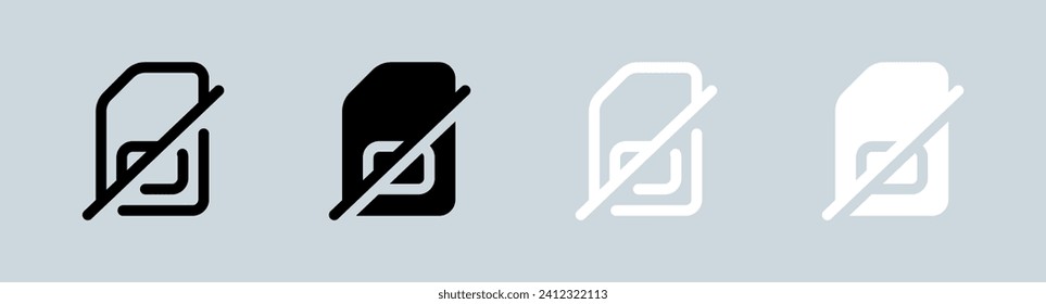 No sim icon set in black and white. Lost connection signs vector illustration.