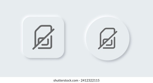 No sim line icon in neomorphic design style. Lost connection signs vector illustration.