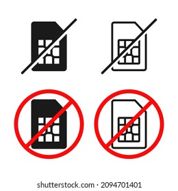 No simcard sign. Sim card rejected. Illustration vector