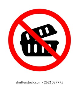 No single use plastic icon. Not allowed plastic package food or drink clip art isolated in white background