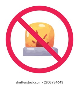 No siren sign, do not sound the siren sign, no emergency alarm activation, false alarm prohibited sign, forbidden sign with flashing siren light emergency alert icon
