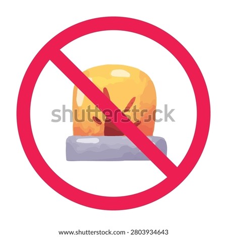 No siren sign, do not sound the siren sign, no emergency alarm activation, false alarm prohibited sign, forbidden sign with flashing siren light emergency alert icon
