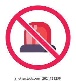 No siren sign, siren use prohibited symbol, no audible alerts sign, forbidden loud alarms sign
