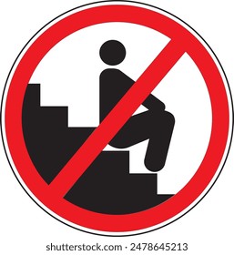 No sitting allowed sign notice vector 