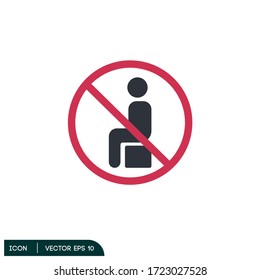 No sitting. Do not sit on box, prohibition sign, vector illustration.