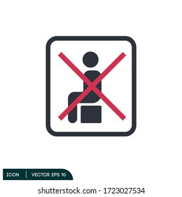 No sitting. Do not sit on box, prohibition sign, vector illustration.