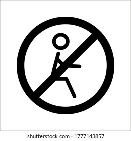 Sin sentarse. No te sientes en la superficie, signo de prohibición sobre fondo blanco