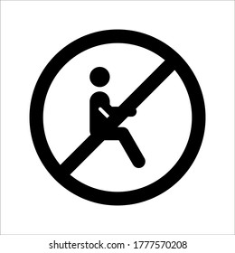 No sitting. Do not sit on surface, prohibition sign on white background