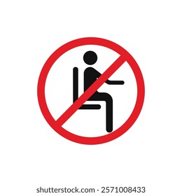 No sitting sign flat line symbol set.