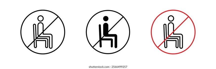 No sitting signs flat and linear vector illustration on white background.