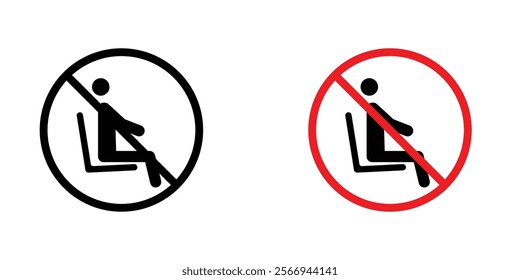 No sitting signs. vector signs set