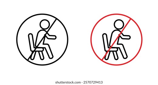 No sitting signs vectors on white background.